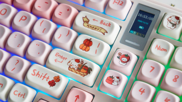 Autumn Puppy Keycap Set 141 Keys PBT | MOA Profile | Dye Sublimation | Cute Dog Keycaps | Cherry MX Compatible