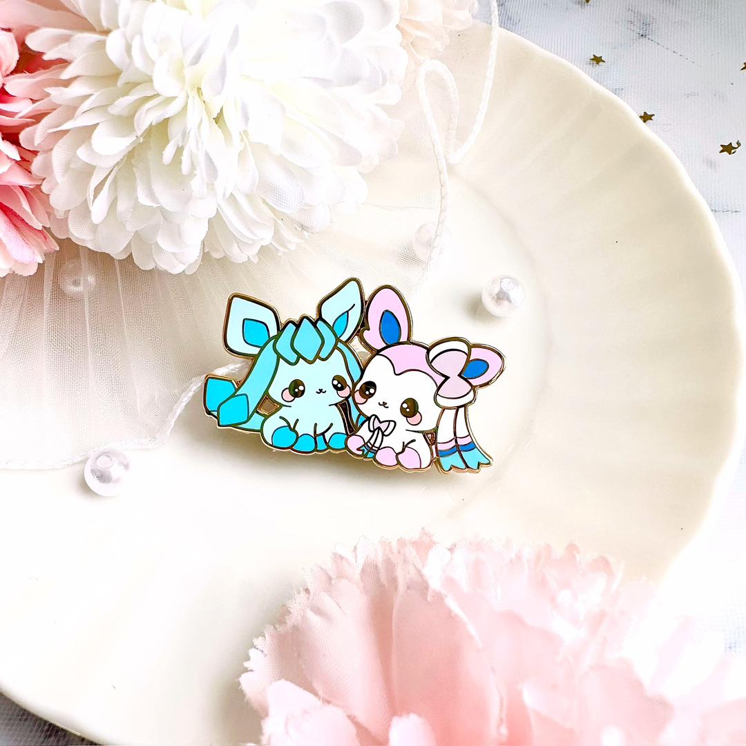 Twinny - Sylveon and Glaceon Enamel Pin