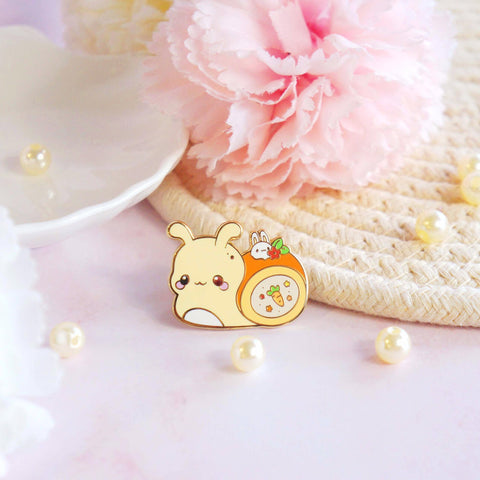 Snaily Cafe - Carrot Cake Snail Enamel Pin