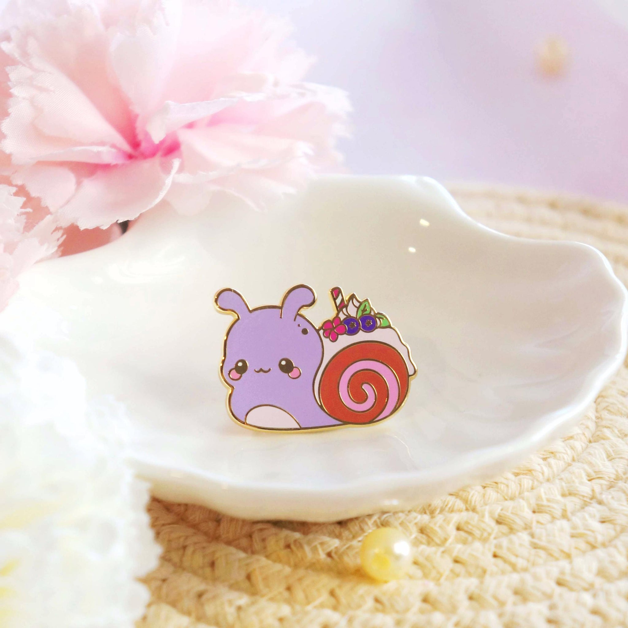 Snaily Cafe - Blueberry Cake Snail Enamel Pin