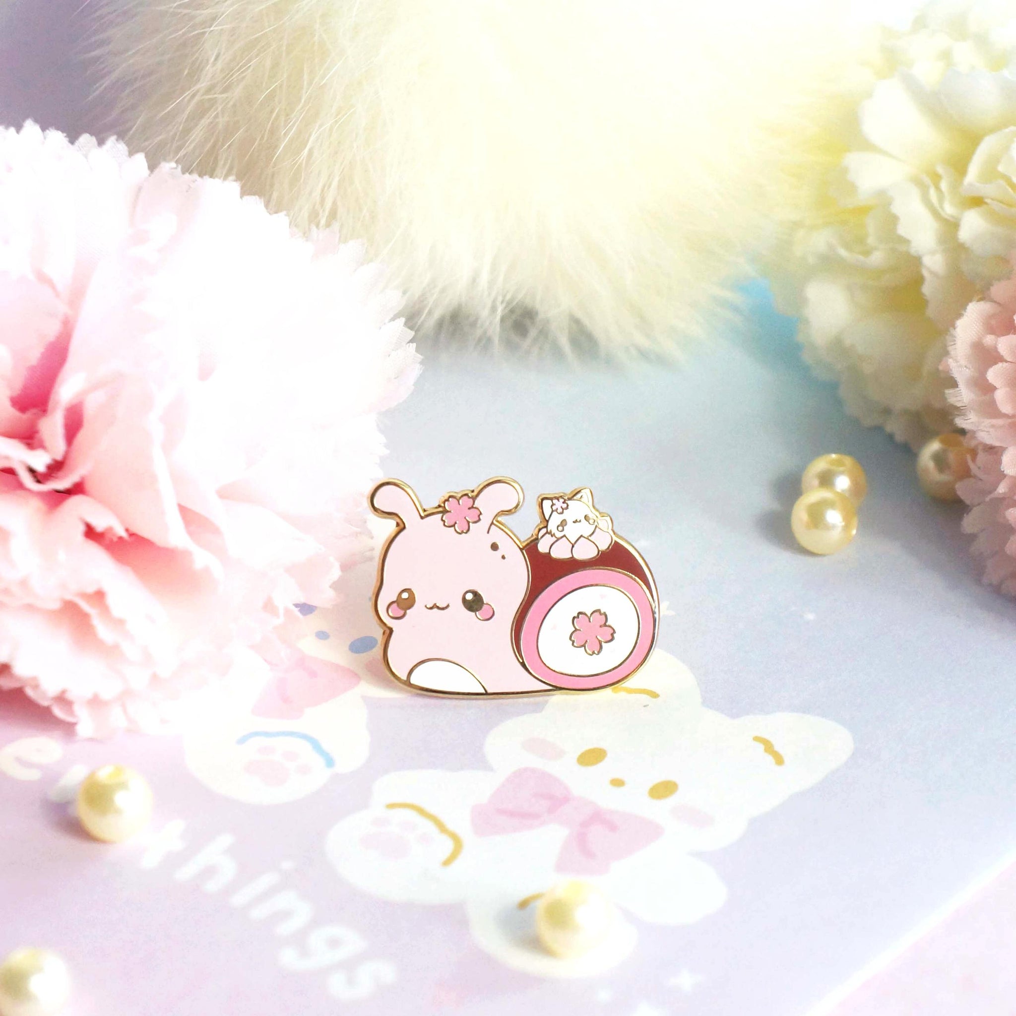 Snaily Cafe - Sakura Snail Enamel Pin