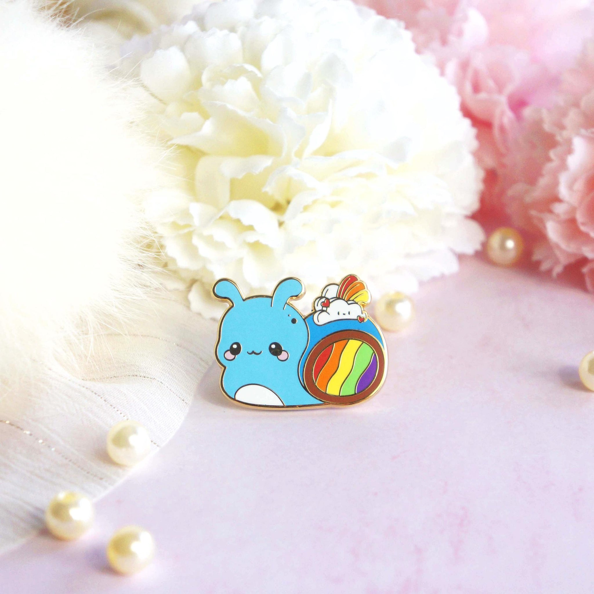 Snaily Cafe - Rainbow Cake Snail Enamel Pin