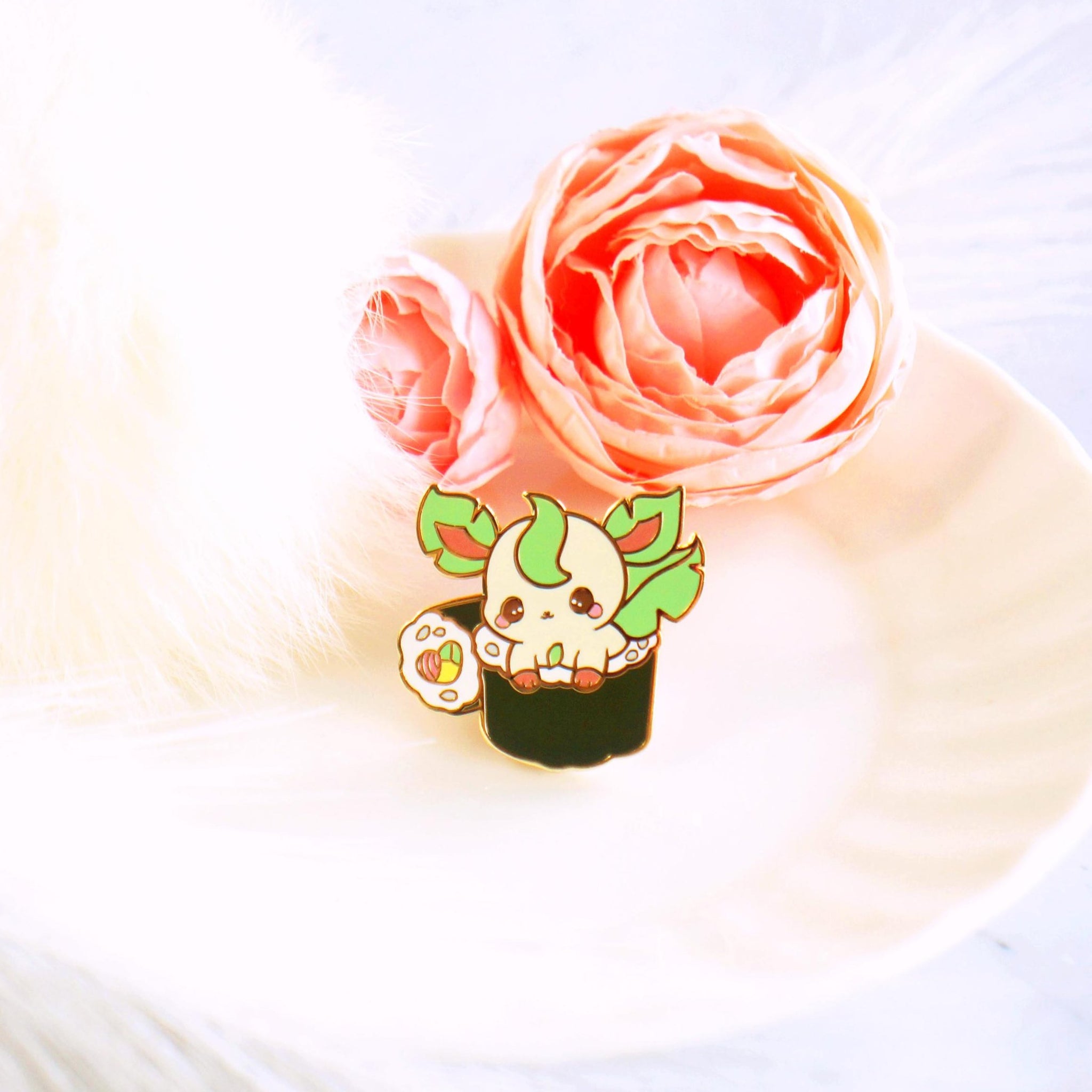 Eeveelution Feast -  Leafeon Sushi Roll Enamel Pin