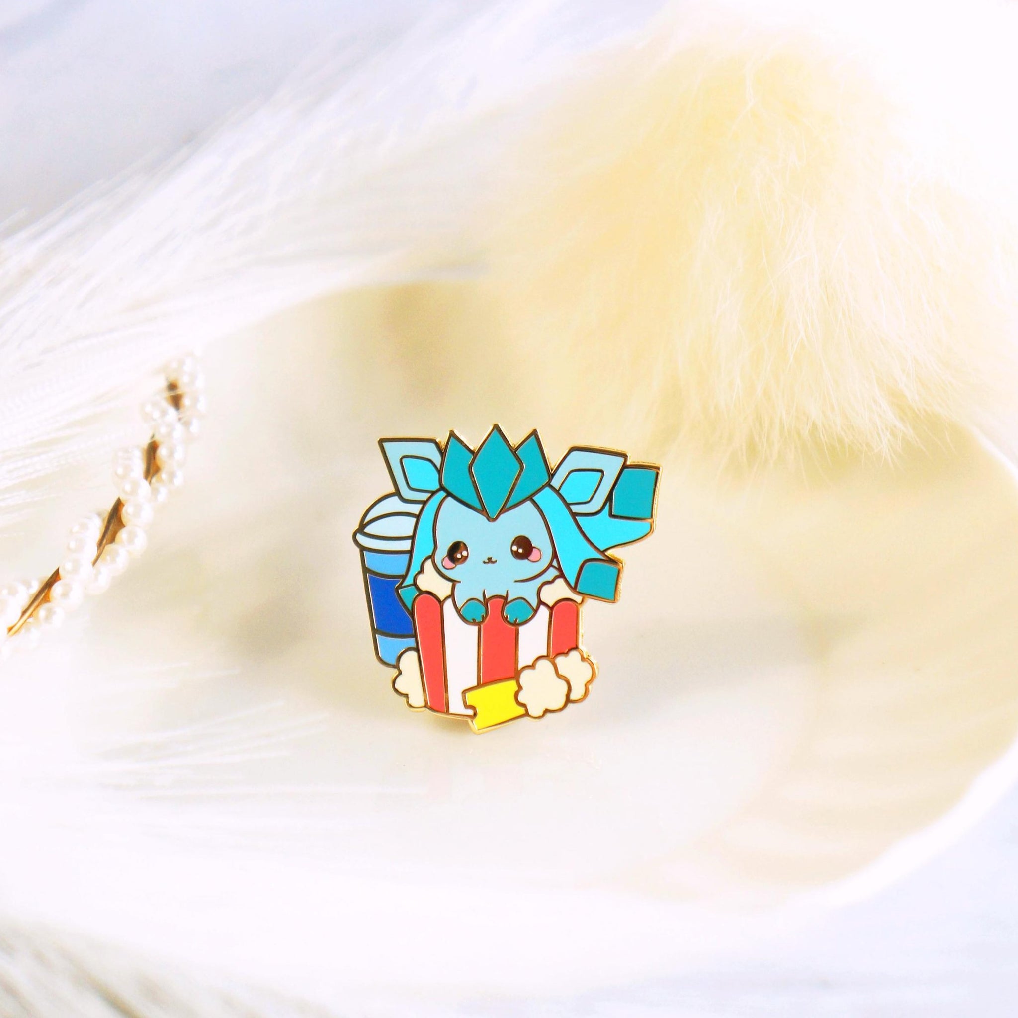 Eeveelution Feast -  Glaceon Popcorn Enamel Pin